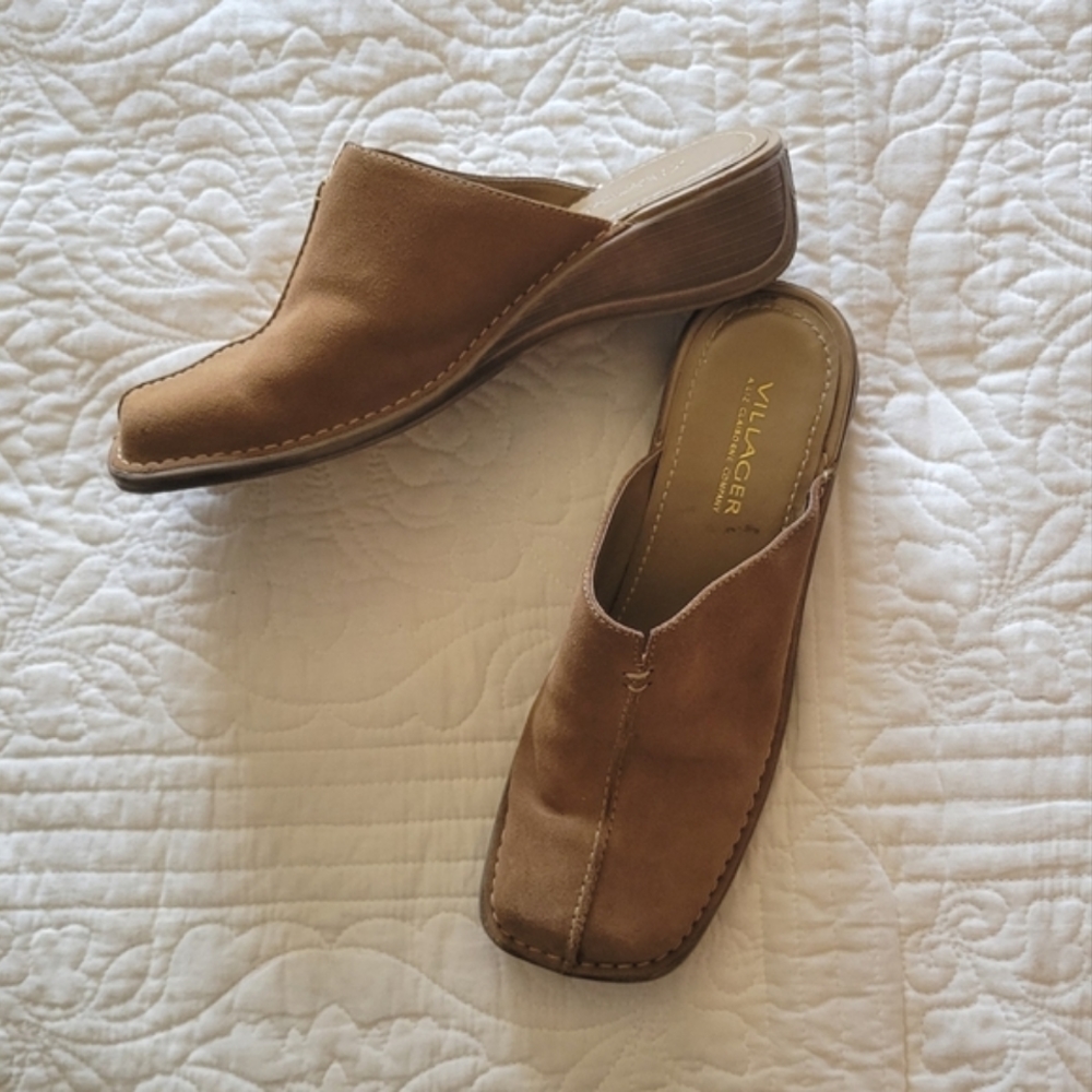 vintage liz claiborne square toe slip on mules 8
